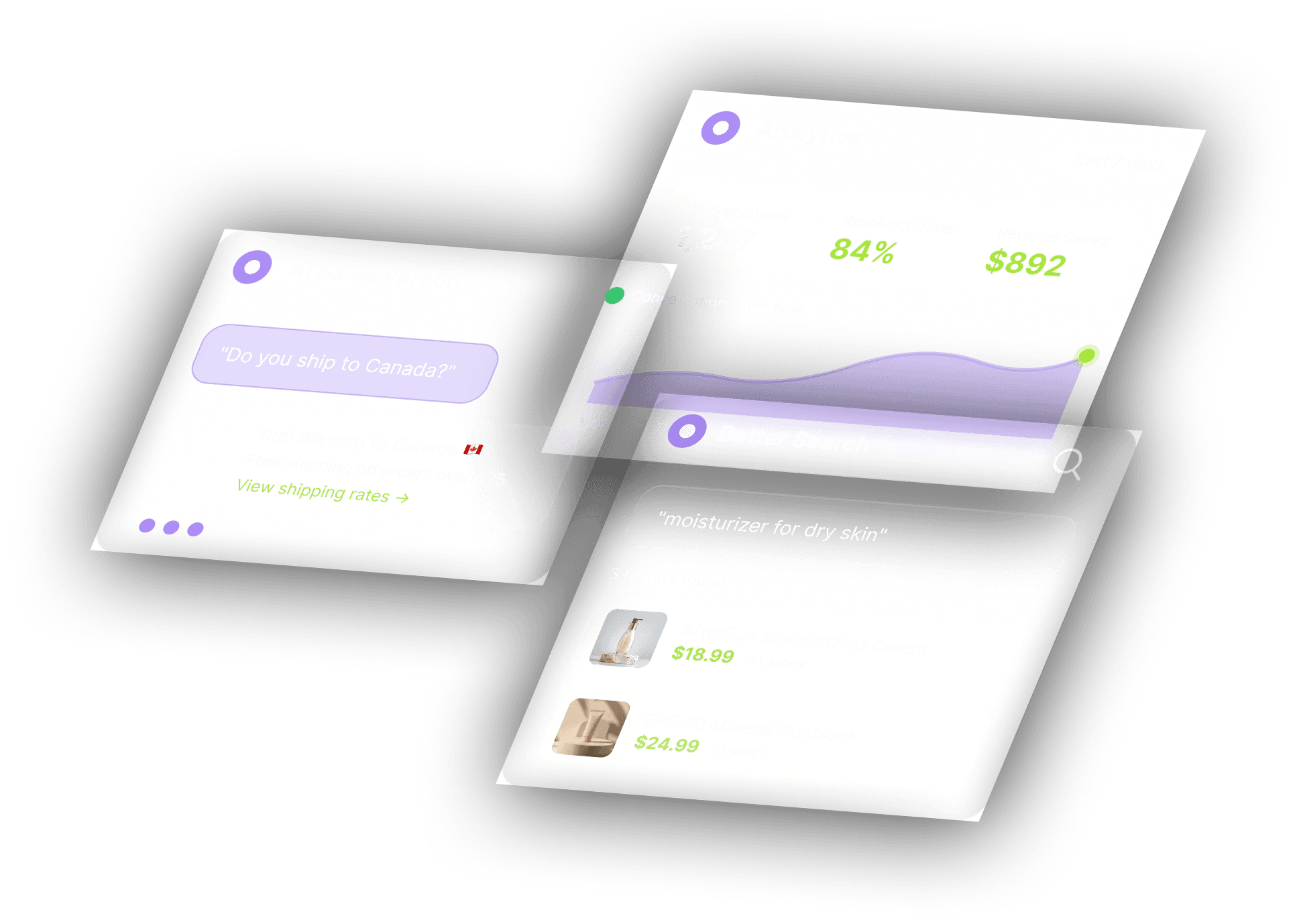 Savanto AI chat assistant answering a visitor question on a website, with semantic search results